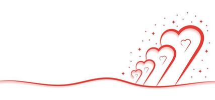 Simple happy valentines day celebration line art heart background with text space vector