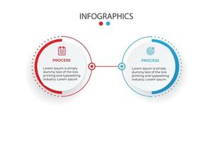 plantilla infográfica vectorial con etiqueta de papel 3d, círculos integrados. concepto de negocio con 2 opciones. para contenido, diagrama, diagrama de flujo, pasos, partes, infografías de línea de tiempo. vector