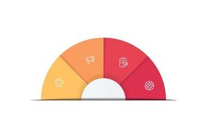 plantilla infográfica vectorial con etiqueta de papel 3d, círculos integrados. concepto de negocio con 4 opciones. para contenido, diagrama, diagrama de flujo, pasos, partes, infografías de línea de tiempo. vector