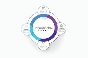 visualización de datos comerciales. diagrama del proceso. elementos abstractos de gráfico, diagrama con 4 pasos, opciones, partes o procesos. concepto creativo para infografía vector