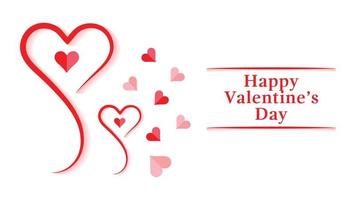 Simple happy valentines day celebration line art heart background with text space vector