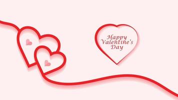 Fondo de corazón de arte de línea de celebración de día de San Valentín feliz simple con espacio de texto vector