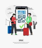 Flat Illustration character traveling successfully bought vacation tickets vector