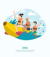 Flat Illustration character traveling with family vector