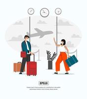 Flat Illustration character traveling late flight