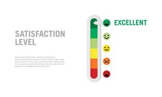 Flat Vector illustration of customer satisfaction level measurement tool. Suitable for design element of customer satisfaction infographic. Rating and ranking of service feedback from clients survey.