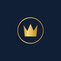 Vector illustration of premium crown icon. Suitable for design element of luxury label, premium product label, and precious award stamp. Simple golden crown in the circle.