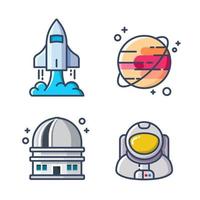 Vector illustration of space exploration in lineal color icon style. Suitable for design element of space program technology and astronomy science.