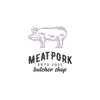 pork meat logo design template vector premium, pig, pork, piggy, meat shop, fresh meat, butcher market