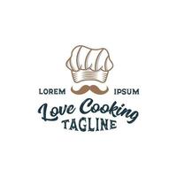 Chef restaurant logo design template vector premium, chef cooking, chef hat, outline chef hat