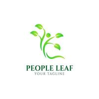 people leaf logo design template vector