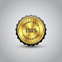 money back guarantee gold badge template vector