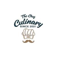 chef restaurante logo diseño plantilla vector premium, chef cocinando, gorro de chef, gorro de chef de contorno