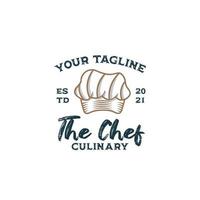 Chef restaurant logo design template vector premium, chef cooking, chef hat, outline chef hat