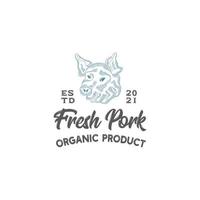 pork meat logo design template vector premium, pig, pork, piggy, meat shop, fresh meat, butcher market