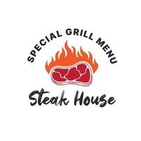 barbercue logo template, bbq and grill, steak house, bbq vector