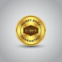 money back guarantee gold badge template vector