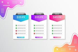 Modern vector template price list design