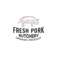 pork meat logo design template vector premium, pig, pork, piggy, meat shop, fresh meat, butcher market