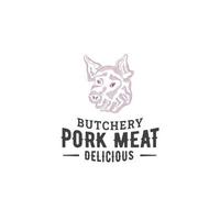 pork meat logo design template vector premium, pig, pork, piggy, meat shop, fresh meat, butcher market