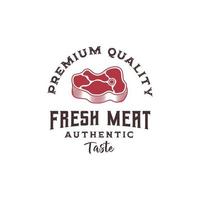 plantilla de vector premium de logotipo de carne fresca, tienda de carne, logotipo de carne de res, asador, bistec de carne de res
