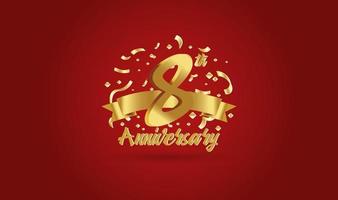 Anniversary celebration background. with the 8th number in gold and with the words golden anniversary celebration. vector