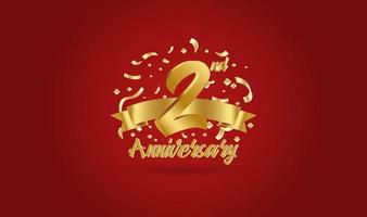 Anniversary celebration background. with the 2nd number in gold and with the words golden anniversary celebration. vector