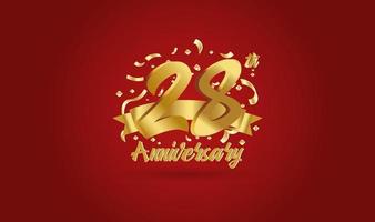 Anniversary celebration with the 28th number in gold and with the words golden anniversary celebration. vector