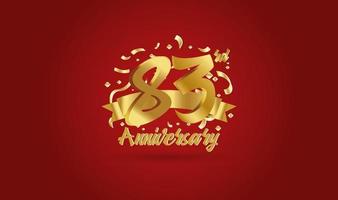 Anniversary celebration background. with the 83rd number in gold and with the words golden anniversary celebration. vector