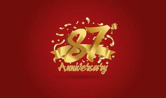 Anniversary celebration background. with the 87th number in gold and with the words golden anniversary celebration. vector