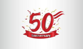 Anniversary celebration with the 50th number in gold and with the words golden anniversary celebration. vector