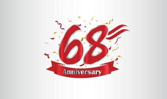 Anniversary celebration background. with the 68th number in gold and with the words golden anniversary celebration. vector