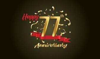 Anniversary celebration background. with the 77th number in gold and with the words golden anniversary celebration. vector