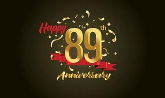 Anniversary celebration with the 89th number in gold and with the words golden anniversary celebration. vector