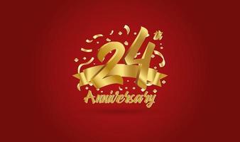 Anniversary celebration with the 24th number in gold and with the words golden anniversary celebration. vector