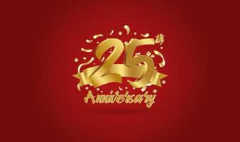 Anniversary celebration background. with the 25th number in gold and with the words golden anniversary celebration. vector