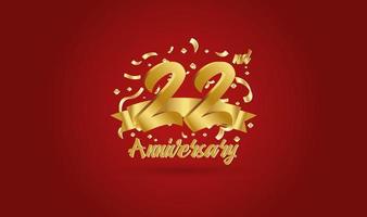 Anniversary celebration background. with the 22nd number in gold and with the words golden anniversary celebration. vector