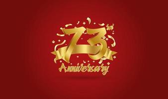 Anniversary celebration background. with the 73rd number in gold and with the words golden anniversary celebration. vector