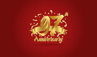 Anniversary celebration background. with the 97th number in gold and with the words golden anniversary celebration. vector