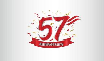 Anniversary celebration with the 57th number in gold and with the words golden anniversary celebration. vector