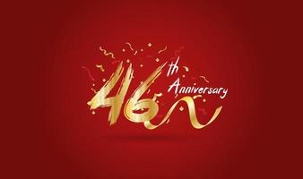 Anniversary celebration with the 46th number in gold and with the words golden anniversary celebration. vector