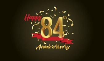 Anniversary celebration with the 84th number in gold and with the words golden anniversary celebration. vector