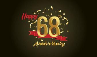 Anniversary celebration background. with the 68th number in gold and with the words golden anniversary celebration. vector