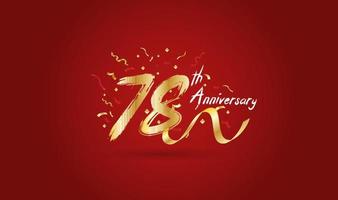 Anniversary celebration background. with the 78th number in gold and with the words golden anniversary celebration. vector