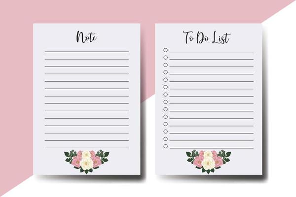 To do list Planner template Pink Mini Rose Flower Design