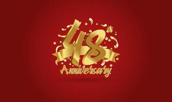 Anniversary celebration with the 48th number in gold and with the words golden anniversary celebration. vector