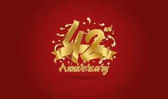 Anniversary celebration background. with the 42nd number in gold and with the words golden anniversary celebration. vector