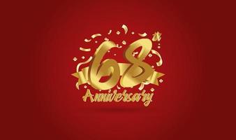 Anniversary celebration background. with the 68th number in gold and with the words golden anniversary celebration. vector