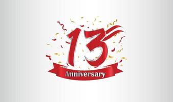 Anniversary celebration with the 13th number in gold and with the words golden anniversary celebration. vector