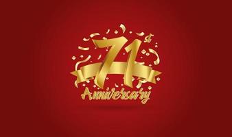 Anniversary celebration background. with the 71st number in gold and with the words golden anniversary celebration. vector